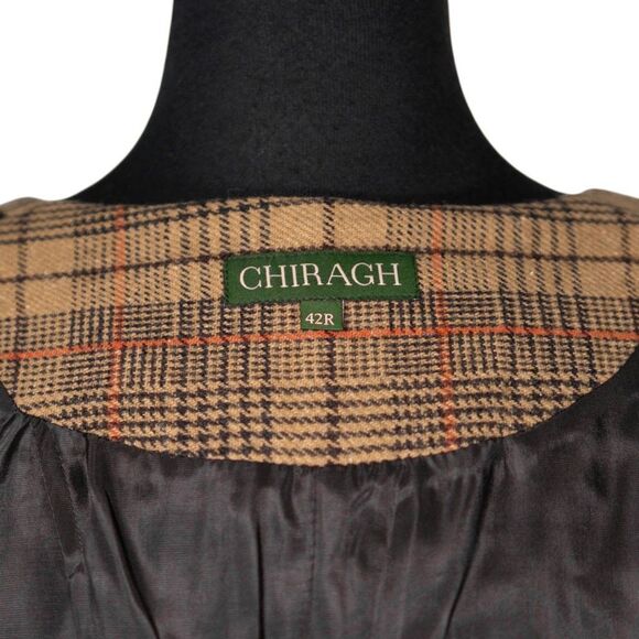 Mens Plaid Wool Vest 42R Tan Orange Waistcoat Wedding Prom Party Formal Casual - Picture 3 of 10